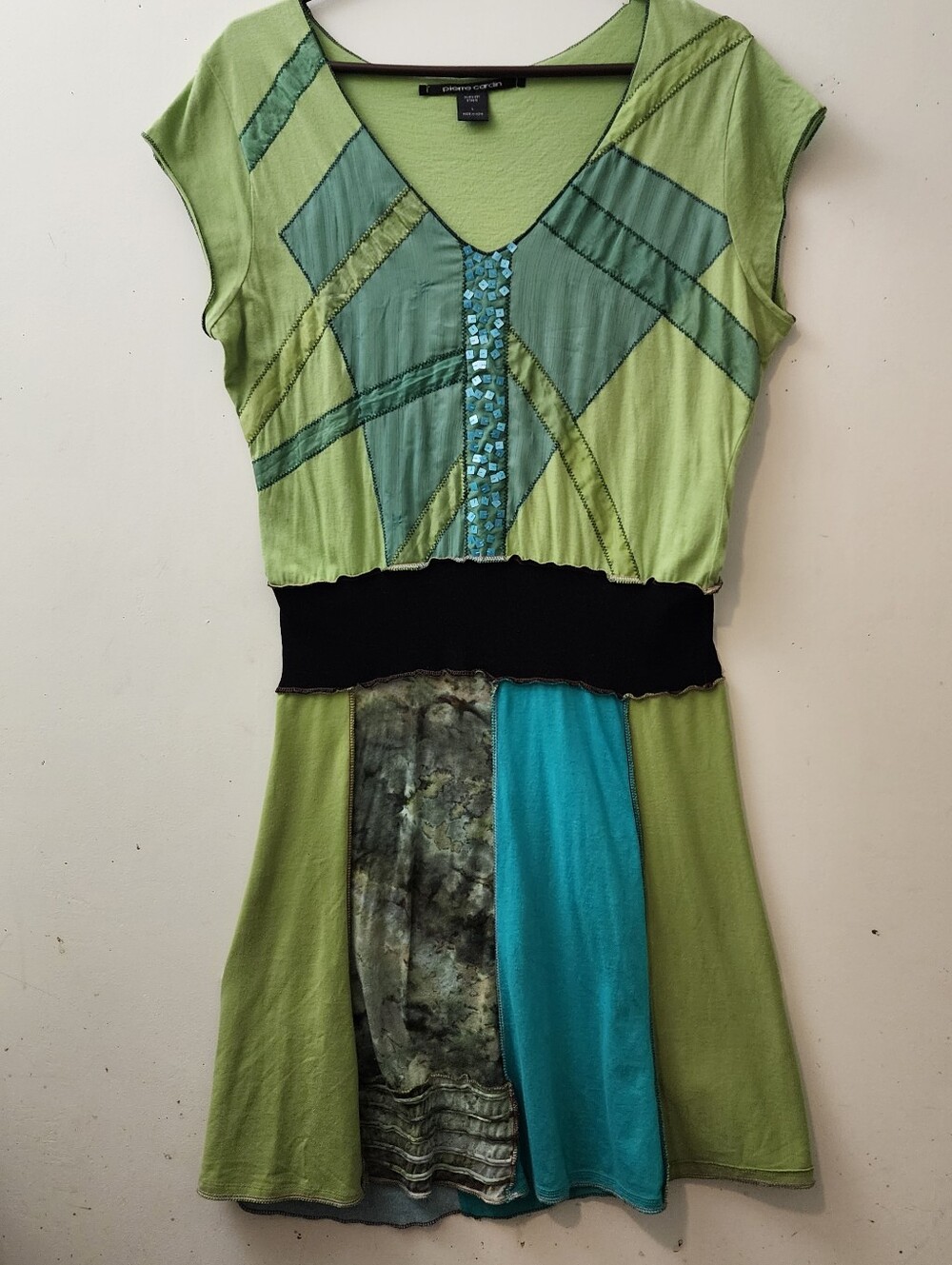 Reworked Vtg Pierre Cardin Patchwork Dress L Upcycled Boho Festival Art To Wear